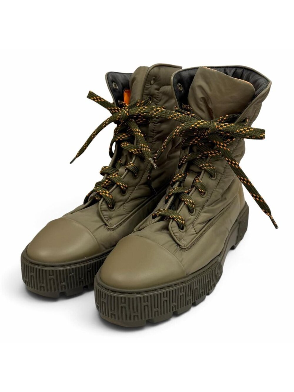 Hermes Fresh Leather Logo Patch for Lace-up Short Boots Khaki